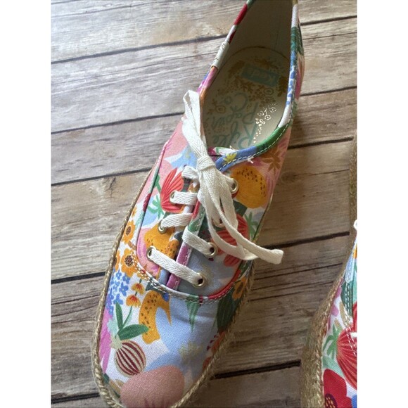 Keds X Rifle Paper Co The Platfo Slip On Sneakers 8.5 Jute Floral Sicily WF67299 - Picture 3 of 8